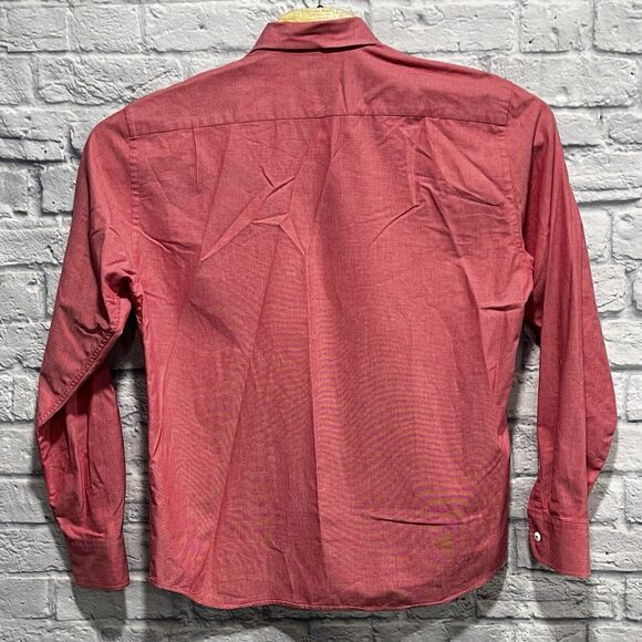UNTUCKIt Men Red Cotton Long‎ Sleeve Button Up Dress Shirt Size Large - Picture 3 of 7